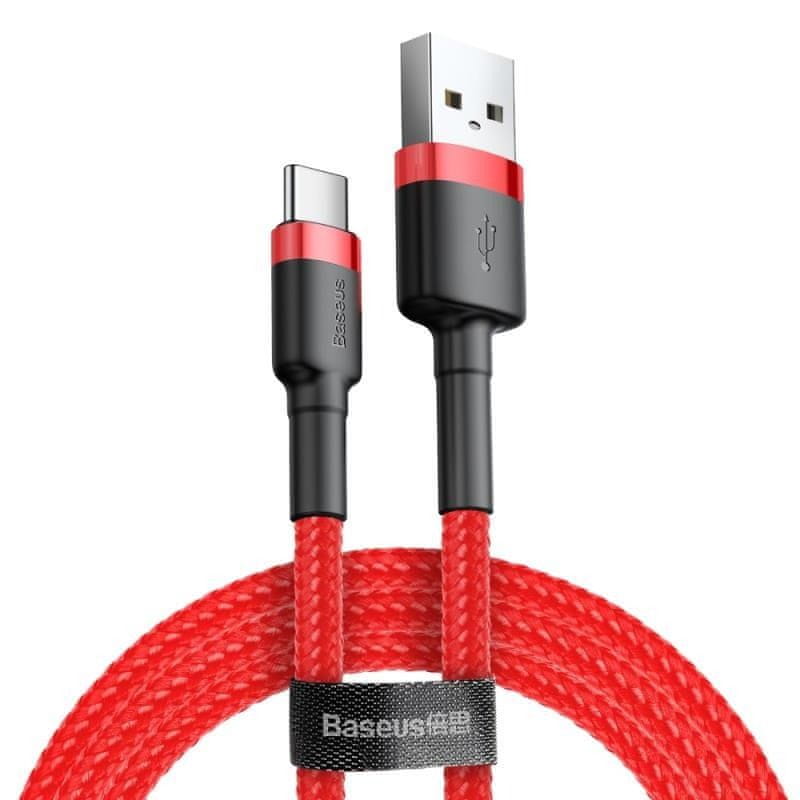 BASEUS Dátový kábel Baseus Cafule USB-C 2m 2A červený (CATKLF-C09)